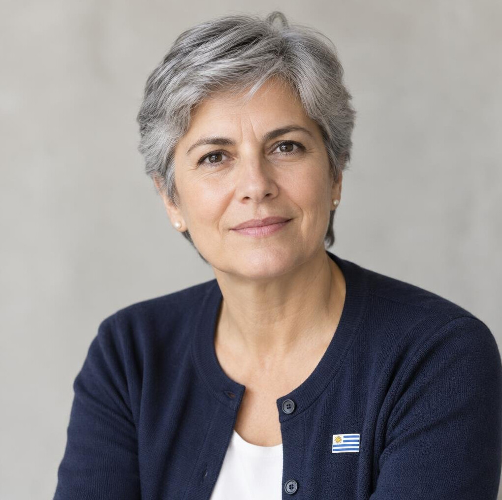 Studio portrait of a uruguayan woman in her fifties, historical researcher