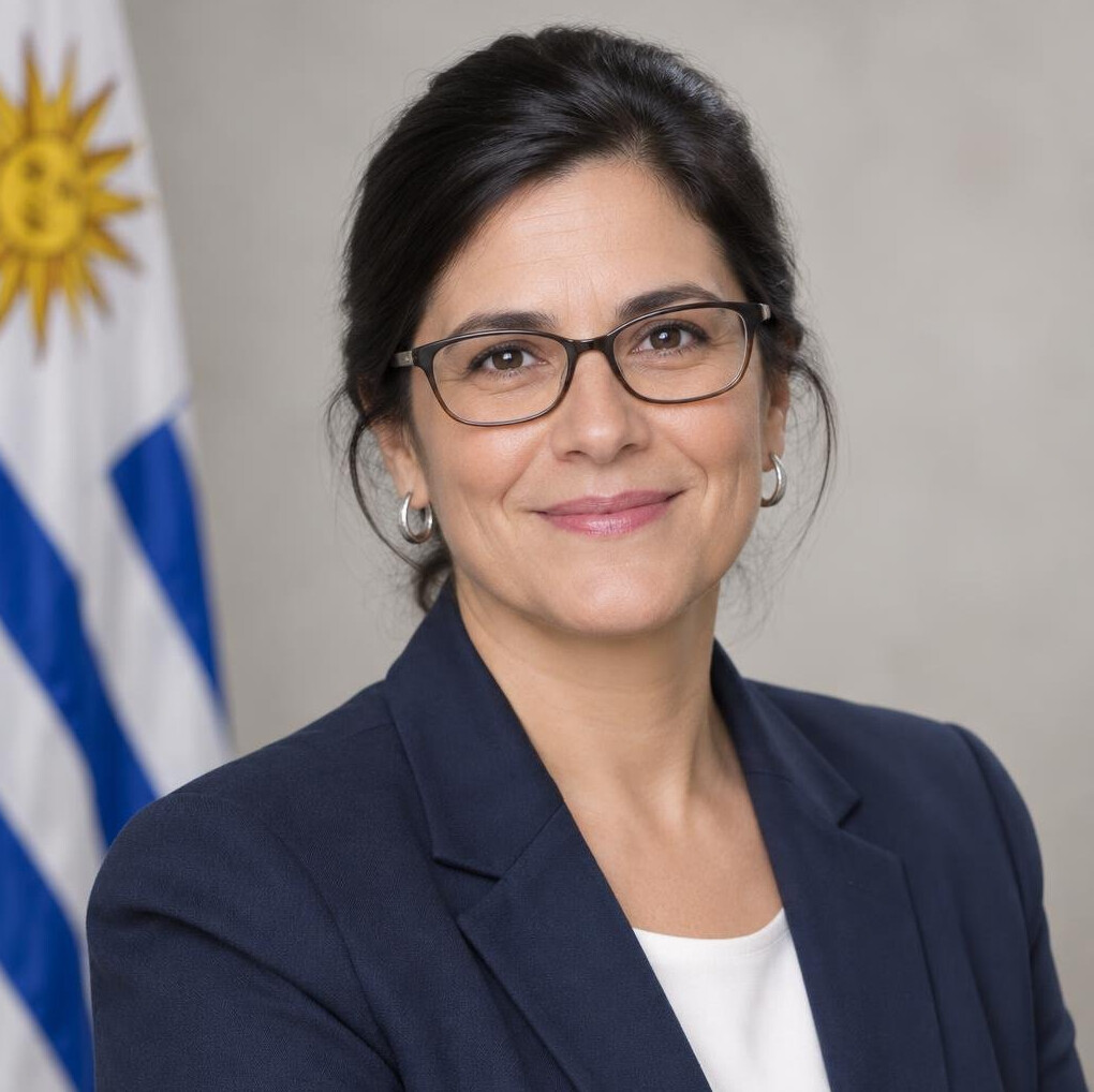 Studio portrait of a uruguayan woman in her forties, editor in chief