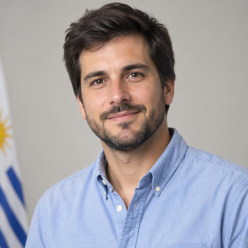 Studio portrait of a uruguayan man in his thirties, fiction writer