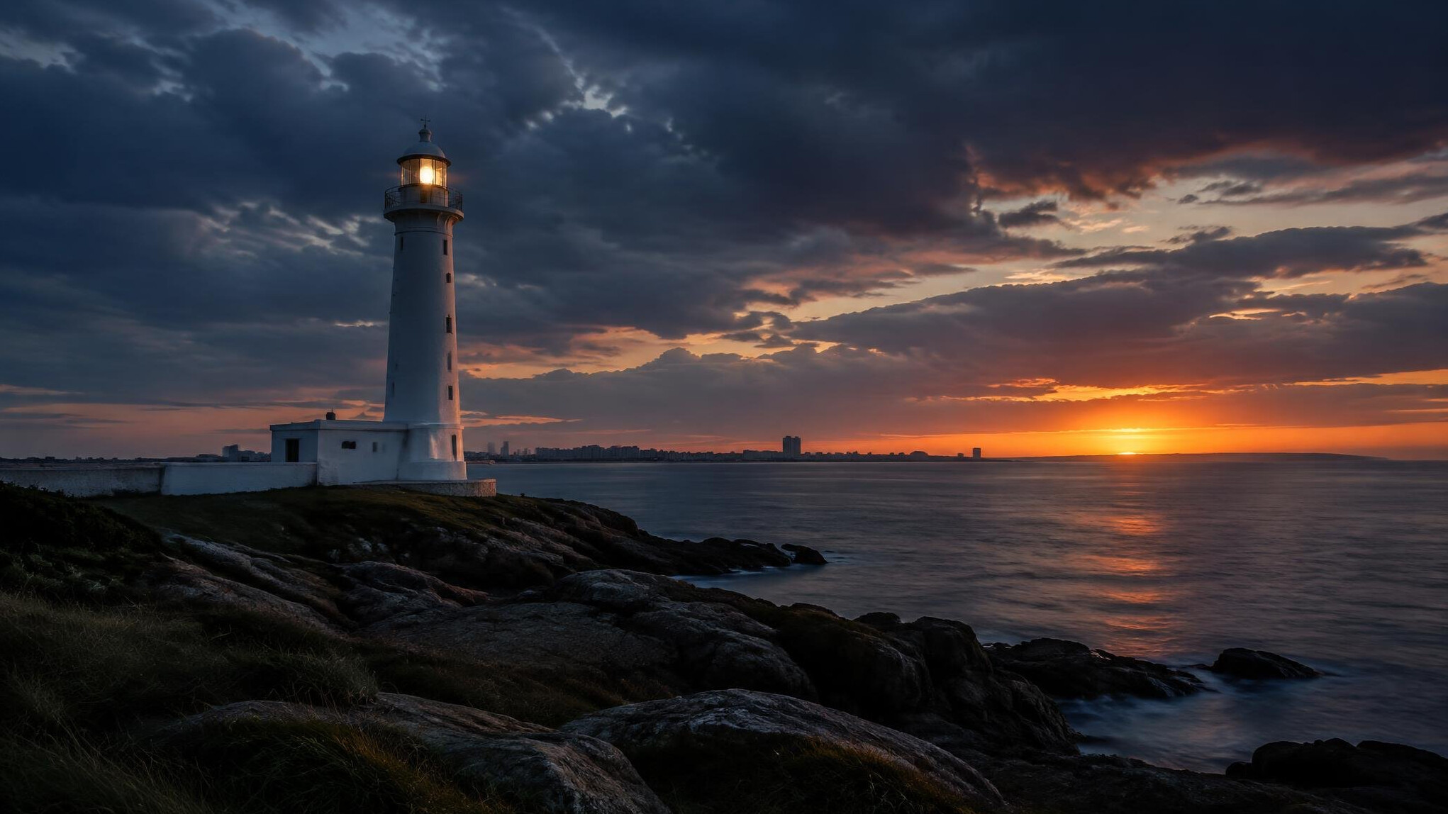 Lighthouse in Punta del Este at dusk